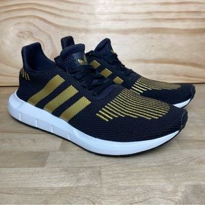 Adidas Swift Run Women's Running Shoe Black Gold Size 7.5 Athletic Sneaker